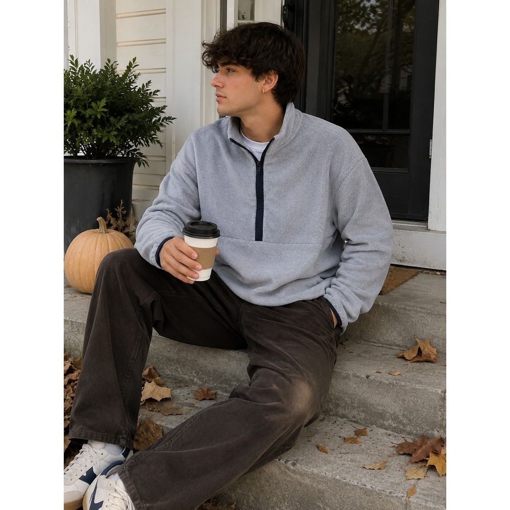 Goodfellow & Co Light Gray Turtleneck Pullover with Black Trim